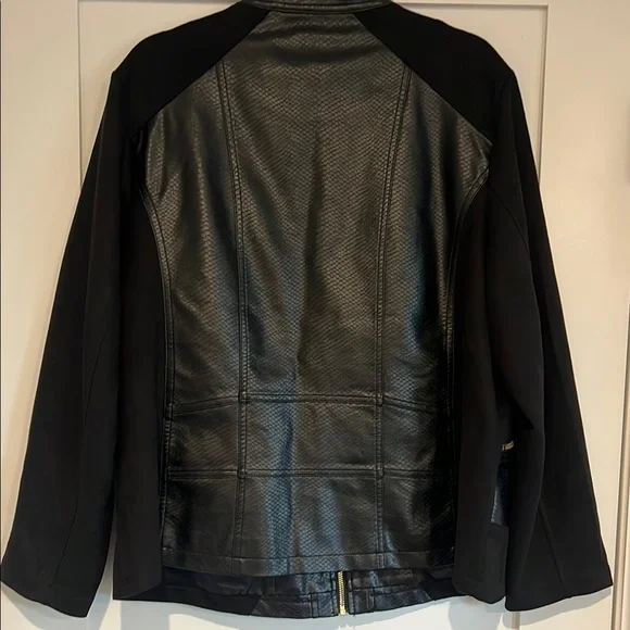 Michael Kors Black Leather Jacket with Gold Accents - Picture 3 of 4